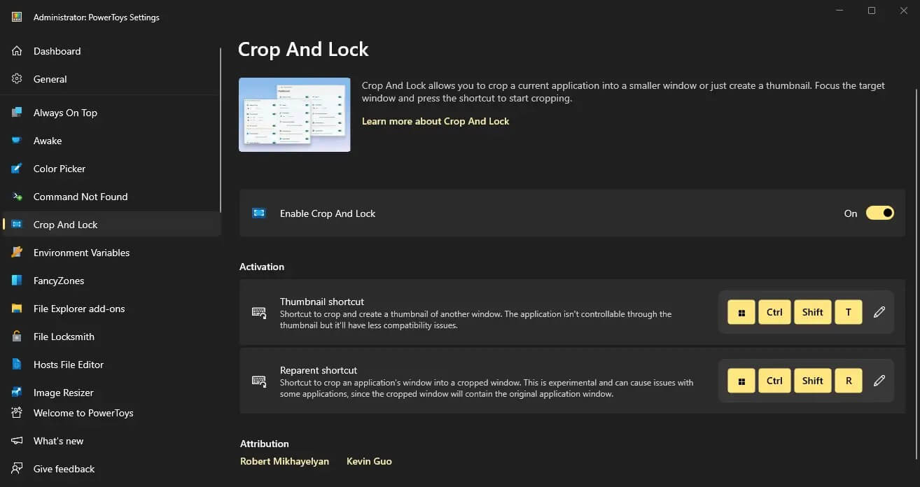 Crop and Lock